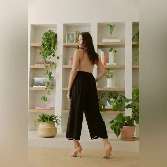 CAROLINA BENOIT MARRAKECH BLACK PANTS WITH PEARLED HEM SMALL - Picture 17 of 17